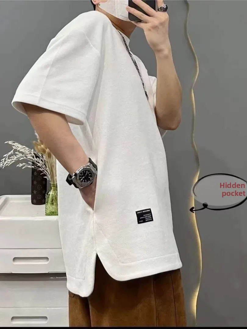 

Hidden ket T-irt Breathable ort Sve round Ne Summer Pure Color Loose Large Size for Men And Women (Two Pieces Pa)