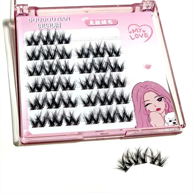 3D Adhesive Free False Eyelashes Natural Simulation Thick Eyelashes Self-adhesive Little Devil Single Cluster Eyelash Extension