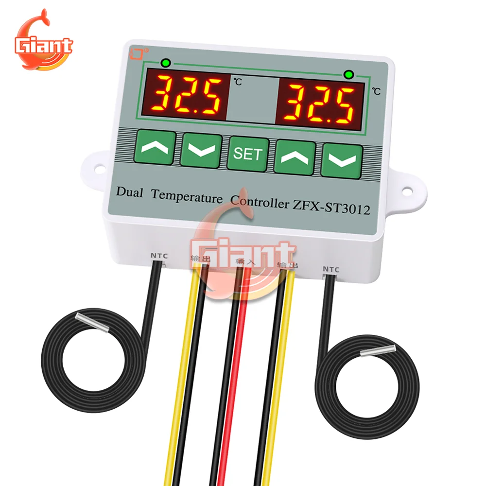 Intelligent Temperature Controller Dual LED Digital Temperature Sensor Meter Electric Heating Cooling Thermoregulator Thermostat