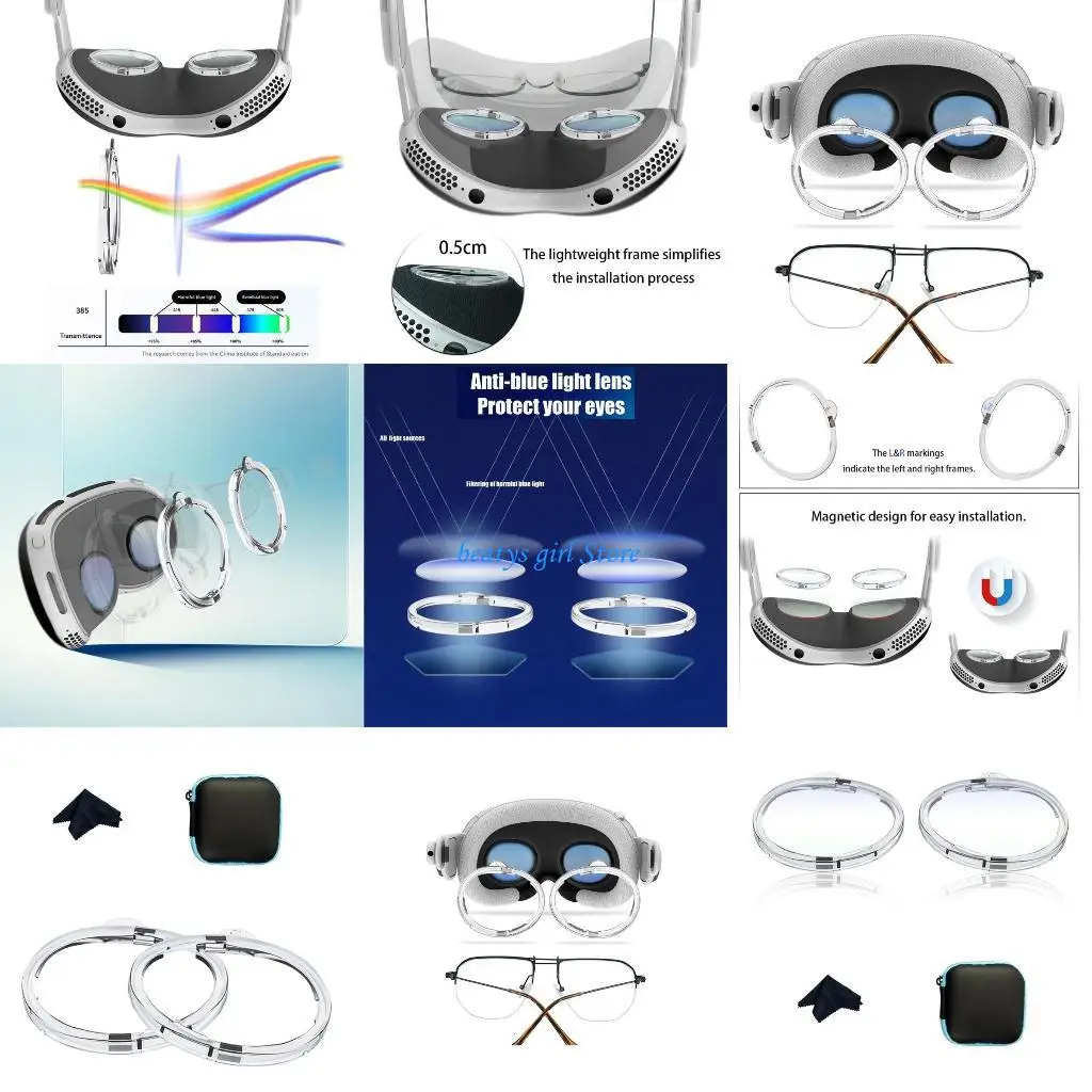 

C7AB AntiBlue Light Lens Frame for Vision Headsets Glasses Eyeglasses Frame