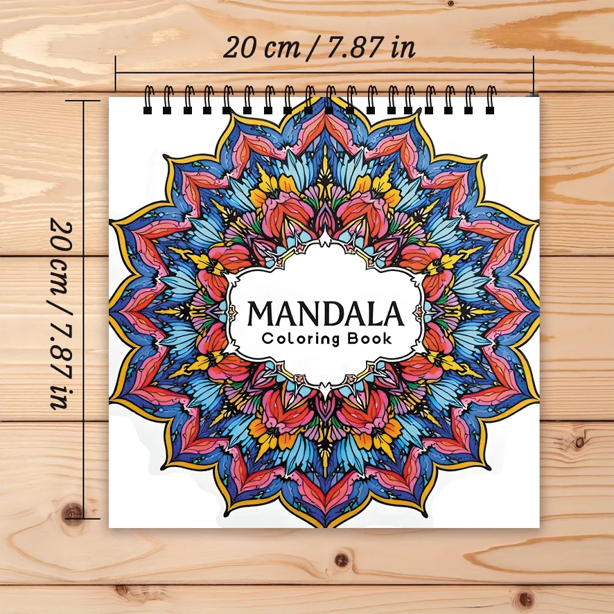 Libro para colorear - Libro para colorear mandala de 7,87 x 7,87 pulgadas y 32 páginas - perfecto para calmar, garabatear y fiestas navideñas