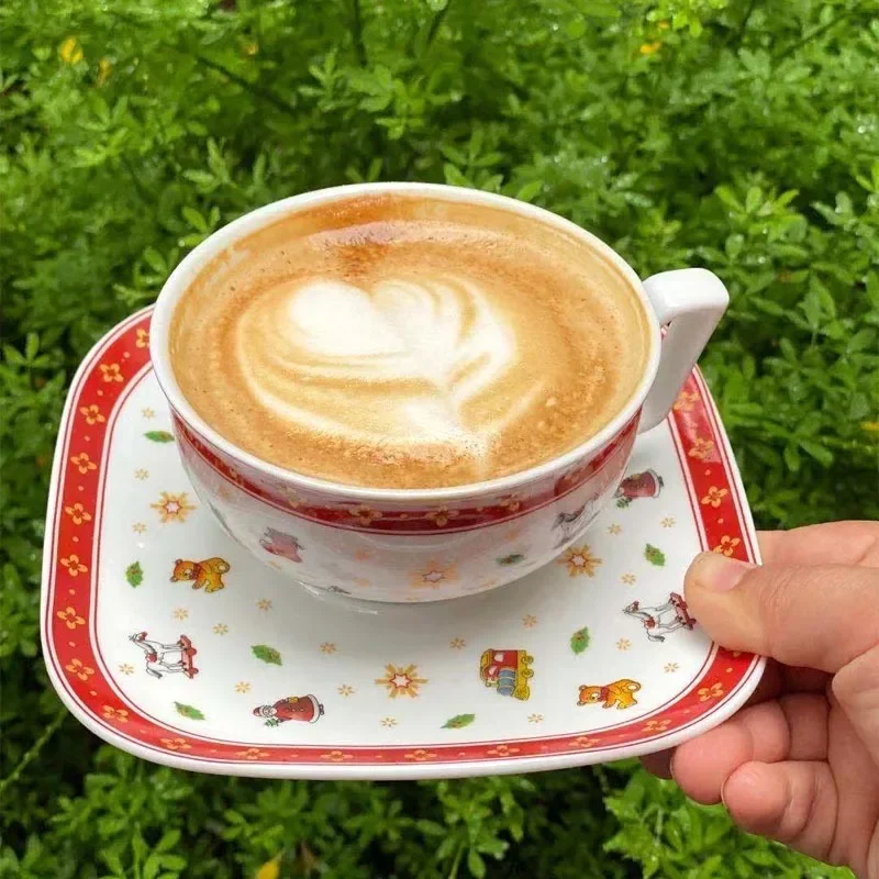 

Christmas High Temperature Ceramic Coffee Cup Plate Set Christmas Tree Western Food Plate Lovely Bowl Rich Variety Christmas Set