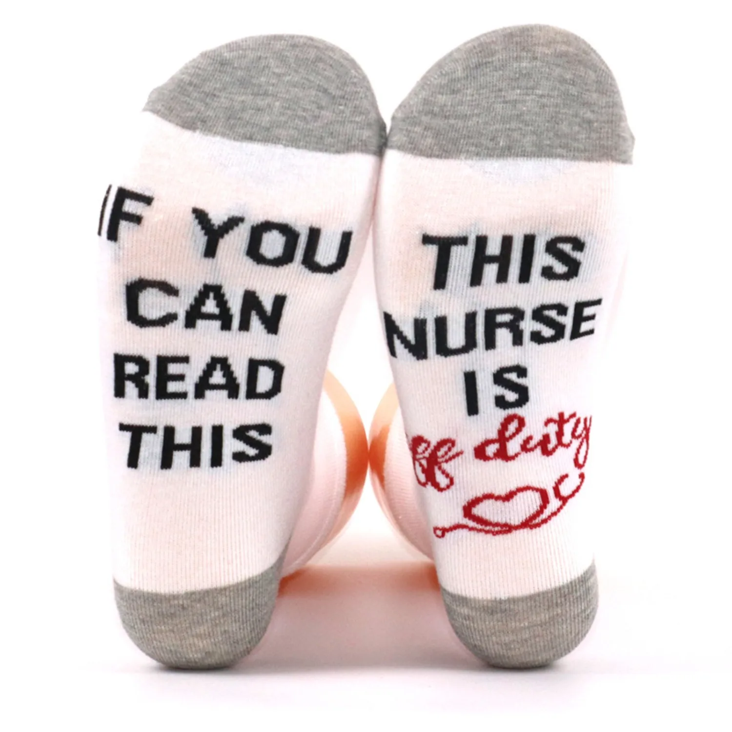 1/3 Pairs Funny Nurse Teacher Socks, Cotton Crew Socks with If You Can Read This Message, Cushioned Terry Sole Appreciation Gift