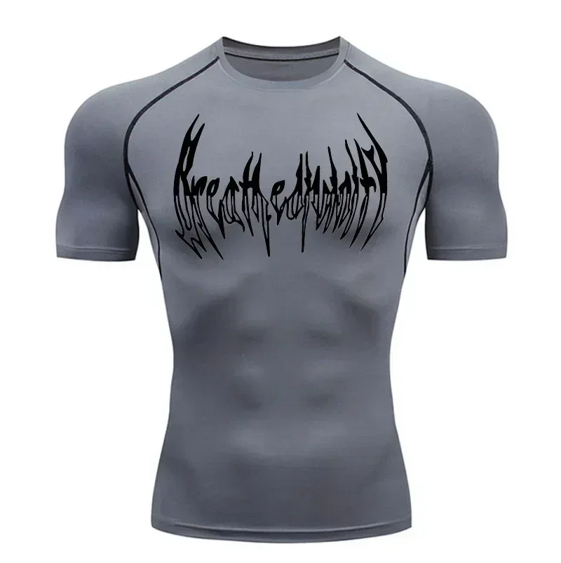 Camisa de compresión para hombre, ropa de gimnasio, camiseta de Fitness de leche, ropa deportiva muscular, camisa de fondo deportiva transpirable de secado rápido