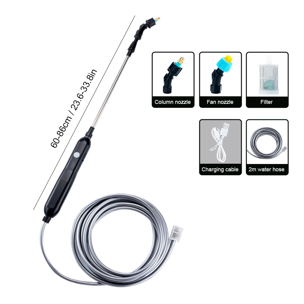 USB Rechargeable Electric Garden Sprayer Portable Electric Sprayer with 2/4 Mist Nozzles Electric Sprayer for Gardening Cleaning