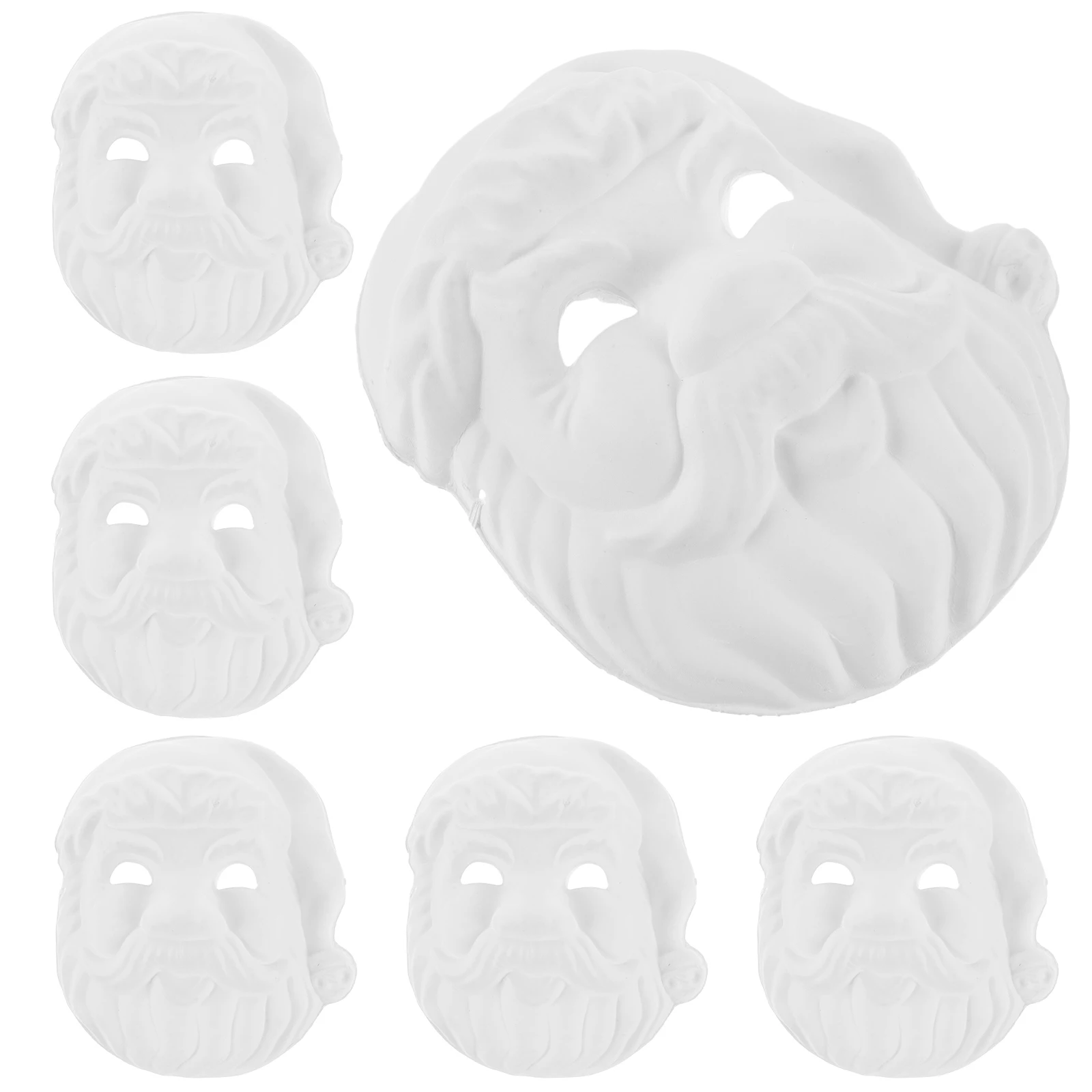 

6 Pcs Santa Claus Masks DIY Blank White Face Masks for Christmas Unfinished Pulp Material Cosplay Accessories