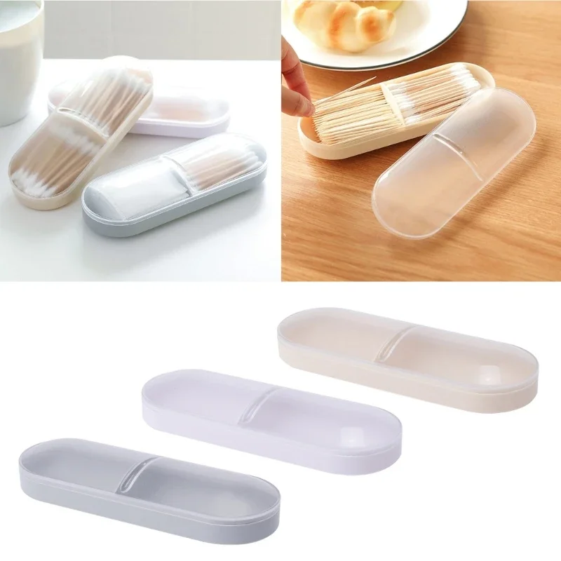 2 Grids Cotton Swabs Storage Box Cotton Ball Makeup Pad Box Cosmetic