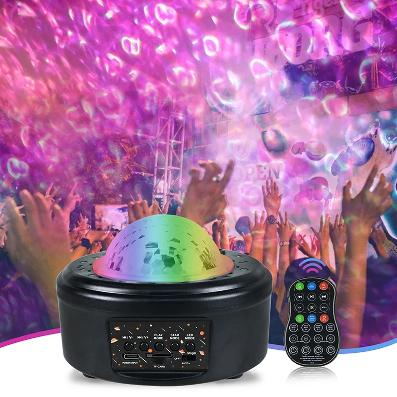Proyector estrellado RGBW, Mini luz LED nocturna con música y Control por voz, 10 planetas, estrellas, galaxias, Luna, lámpara para decoración de habitación