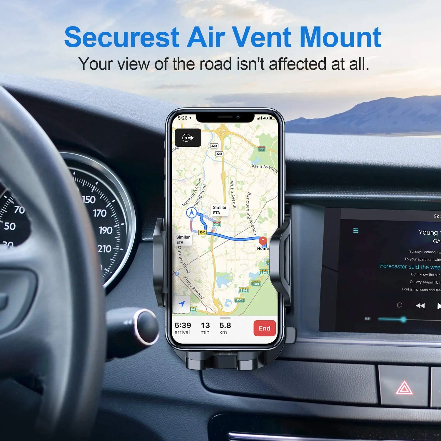 Car Phone Holder Car Air Vent Cellphone Clip Universal 360° Rotation Car Phone Mount for iPhone 18 17 Series Samsung GPS Stand