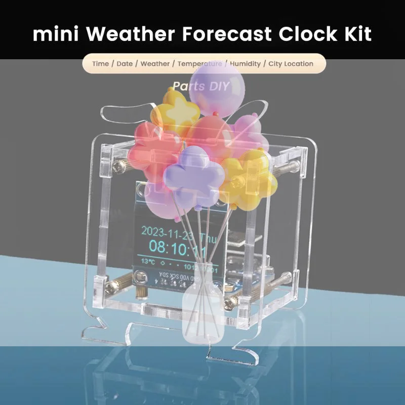 

ESP8266 Mini Electronic Clock DIY Kit 0.96-inch OLED Display Supports 2.4GHz Wi-Fi Connectivity Enclosed DIY Soldering Kit