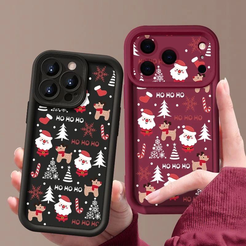 Santa Claus Patterned Soft TPU Phone Case For iPhone Air 16e 17 16 15 14 Pro Max 13 12 Pro 15 16 Plus Shockproof Silicone Cover