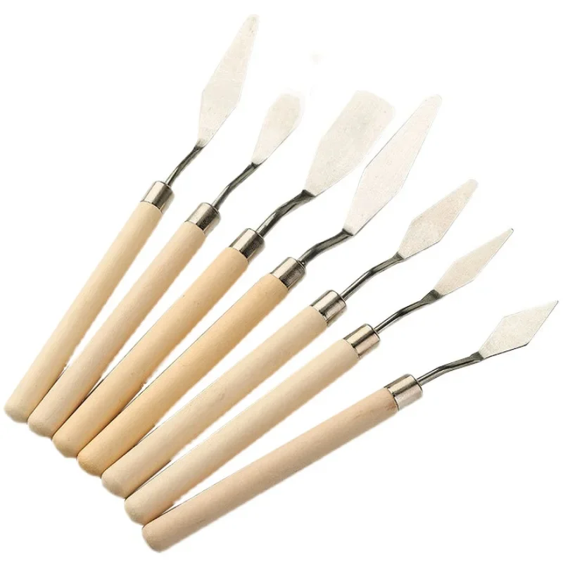 1pc/7pcs Stainless Steel Spatula Kit Palette Gouache Supplies For Oil Painting Knife Fine Arts Painting Tool Set Flexible Blades