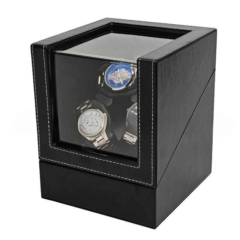 Premium Automatic Watch Winder Leather Mute, Minimalist Desktop Organizer for Mechanical Watches, Sturdy Display & Space-Saving