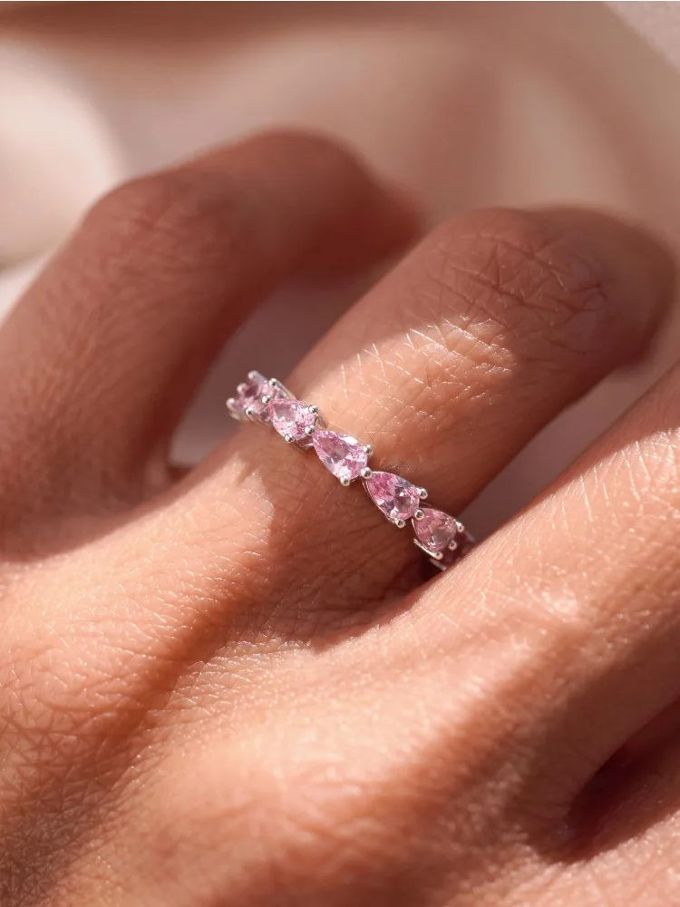 Modischer Glänzender Wassertropfenförmiger Ring für Damen 925 Sterling Silber Verlobungs- und Hochzeitsschmuck Luxuriöser Hochwertiger Edel-Schmuck – Detail 3