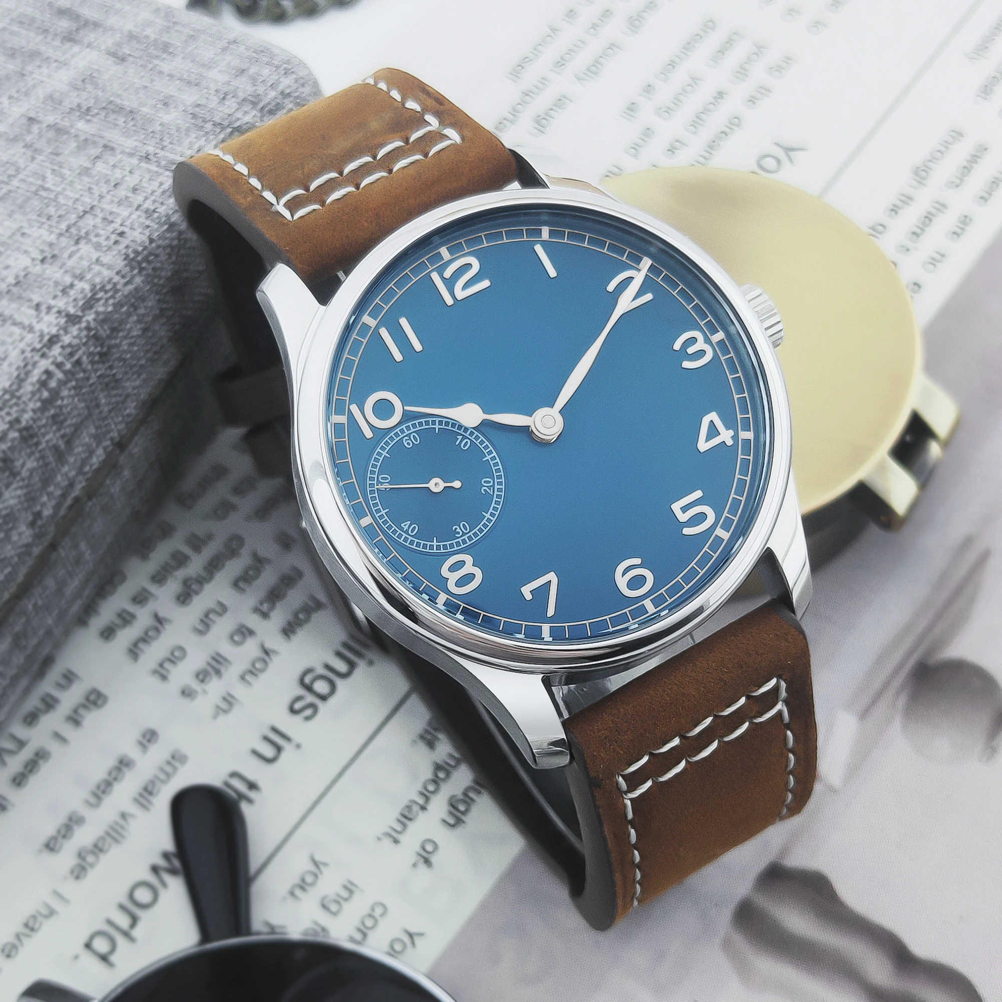 CORGEUT OFFICIAL Hot Sale 41mm Sapphire Crystal Manual Mechanical Watches for Men No Logo Sport Type 22mm Leather Band