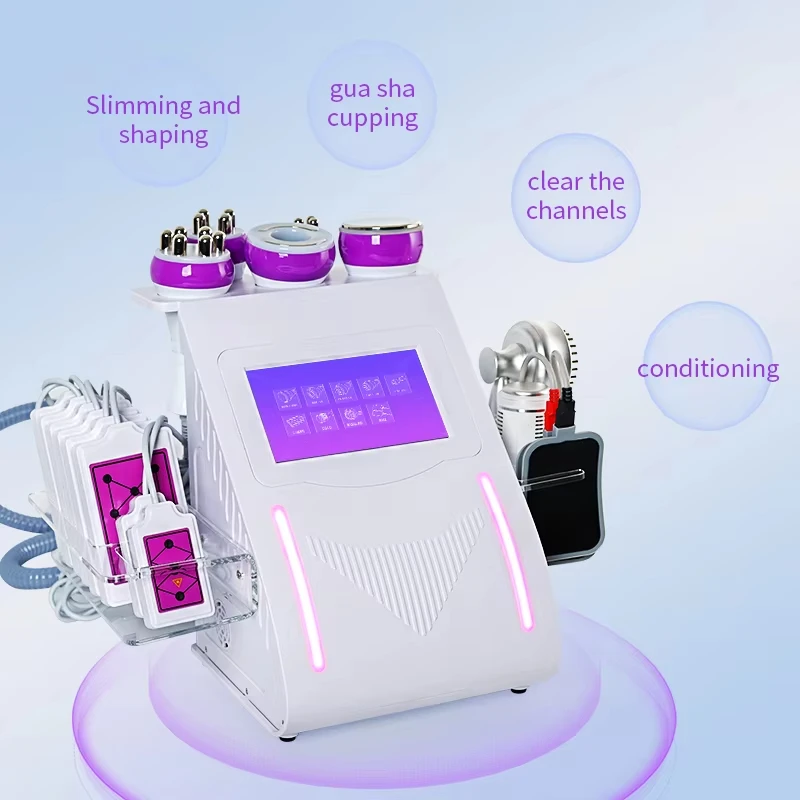 9 In 1 Vacuum Laser Radio Frequency RF 80K Cavi Lipo Slimming Ultrasonic Liposuction Cavitation Machine Face Lifting Body Shape