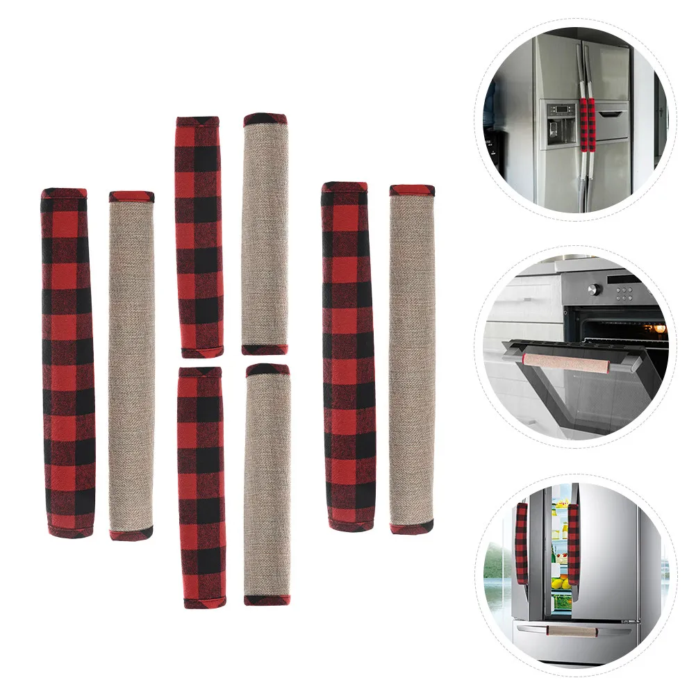 

Набор из 8 чехлов для ручек холодильника и микроволновой печи, защитные накладки на ручки, декоративные чехлы в клетку для кухни, для дома и праздников