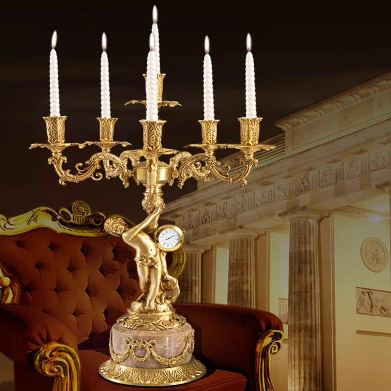 copper candlestick angel candlestick clock romantic living room art bronze