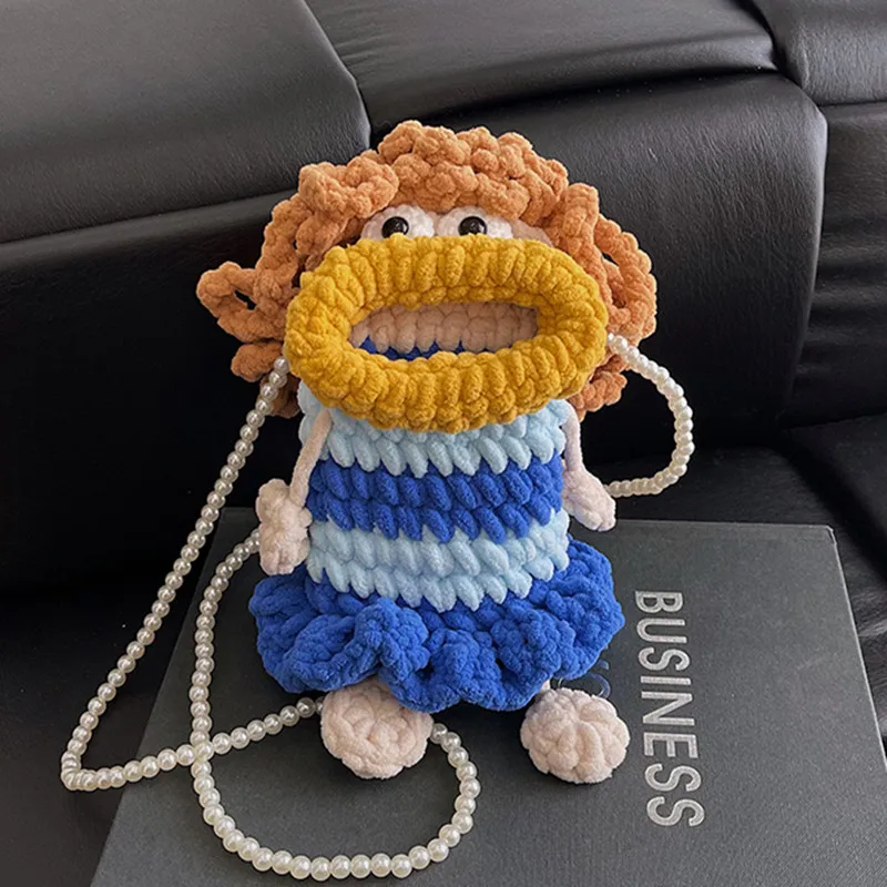 

Fashion Phone Bag Purse Lovable Funny Handmade Wool Knitting Shoulder Crossbody Bags Women's Handbag Girl Small Satchel