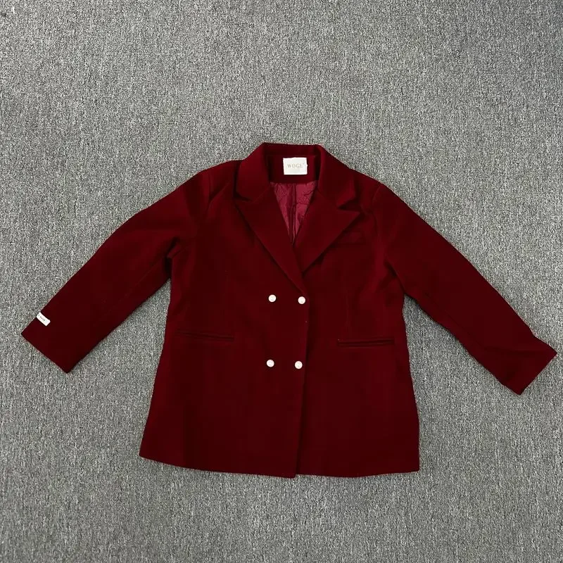 Chaqueta de traje de alta gama para mujer, Top rojo de temperamento social, hombro derecho, Año Nuevo, Navidad, otoño e invierno, 2024, A637