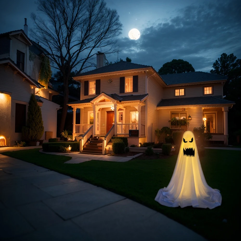 33.5Inch Outdoor Halloween Decoration Halloween Ghost Light White Spooky Ghost Halloween Decor Light Halloween Party Decoration