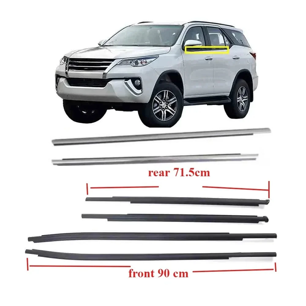 

4 Pcs Shell Chrome or Black Outside Windows Rubber for Toyota Fortuner 2015-2020 Glass Protector Weatherstrip for 68210-0K010