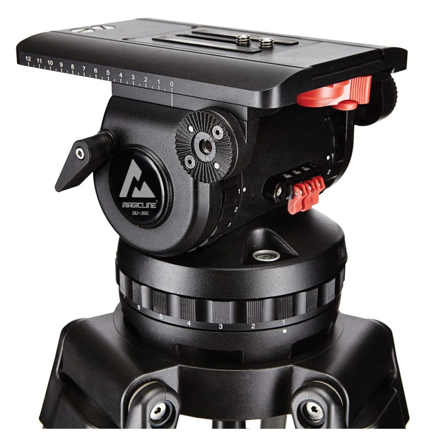 MagicLine Video Tripod System With V35P Fluid Head EFP150/CF2 Carbon Fiber Broadcst TV Tripod Mid-Level Spreader 45 Kg Payload