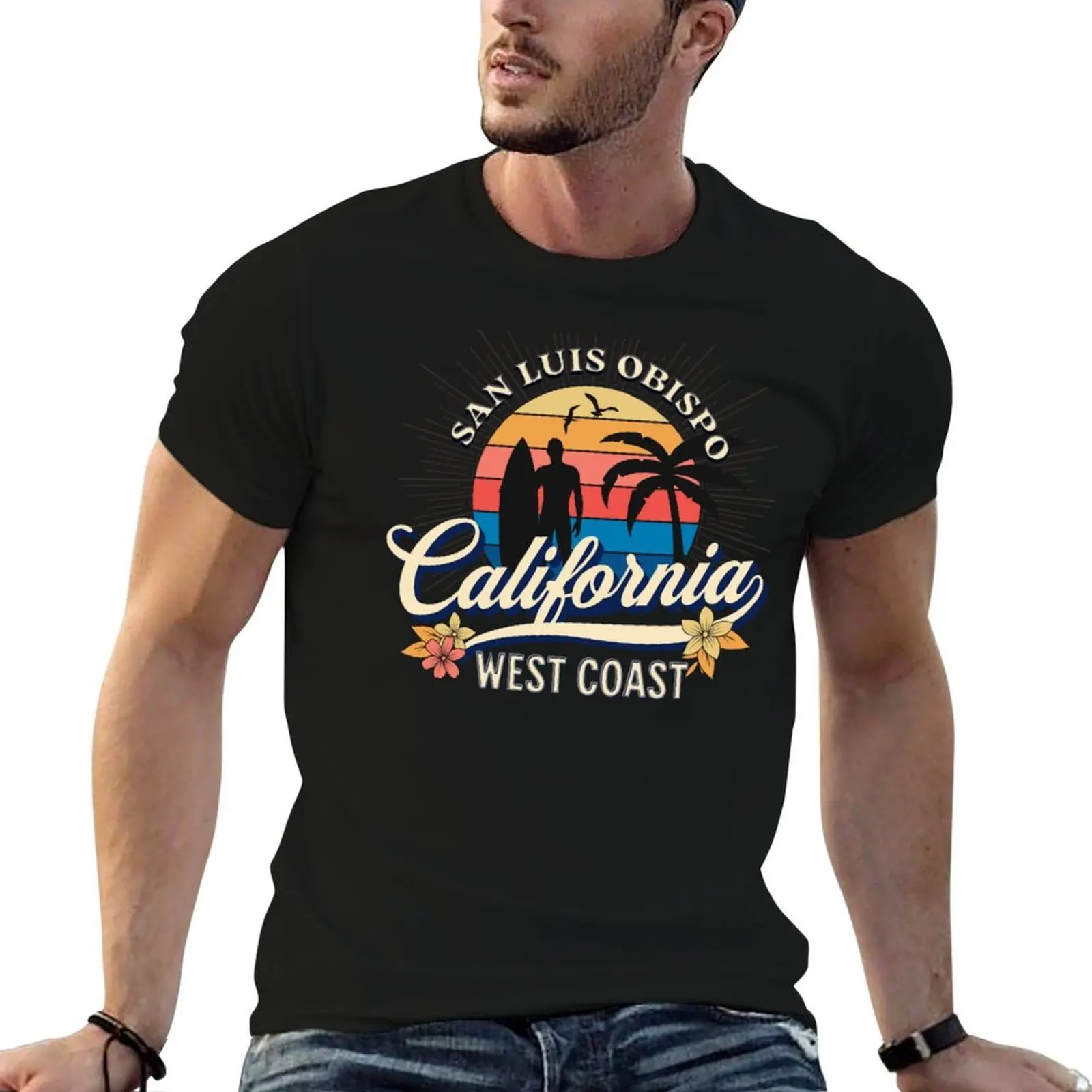 Cool Beach Vintage San Luis Obispo California Surfing T-Shirt fashion shirts oversized graphic tee mens t shirts pack