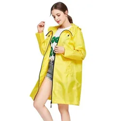 Fashion Breathable Women Long Rain Coat Poncho Thick Ladies Yellow Raincoats Outdoor Waterproof Rain Poncho Cape With Pocket