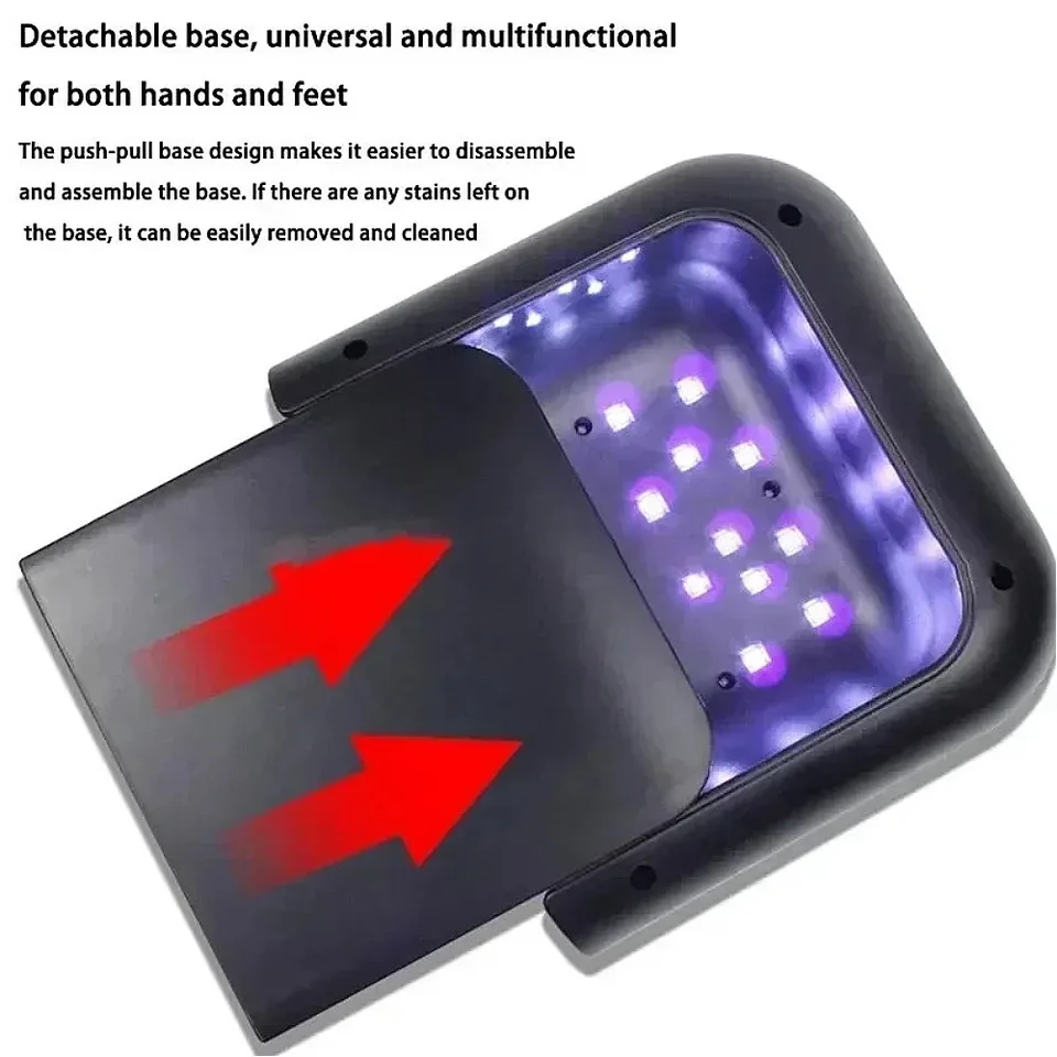 Lámpara UV LED de 48W con 36 LEDs, secadora profesional con sensor inteligente, 4 temporizadores y base desmontable para todo esmalte en gel 6