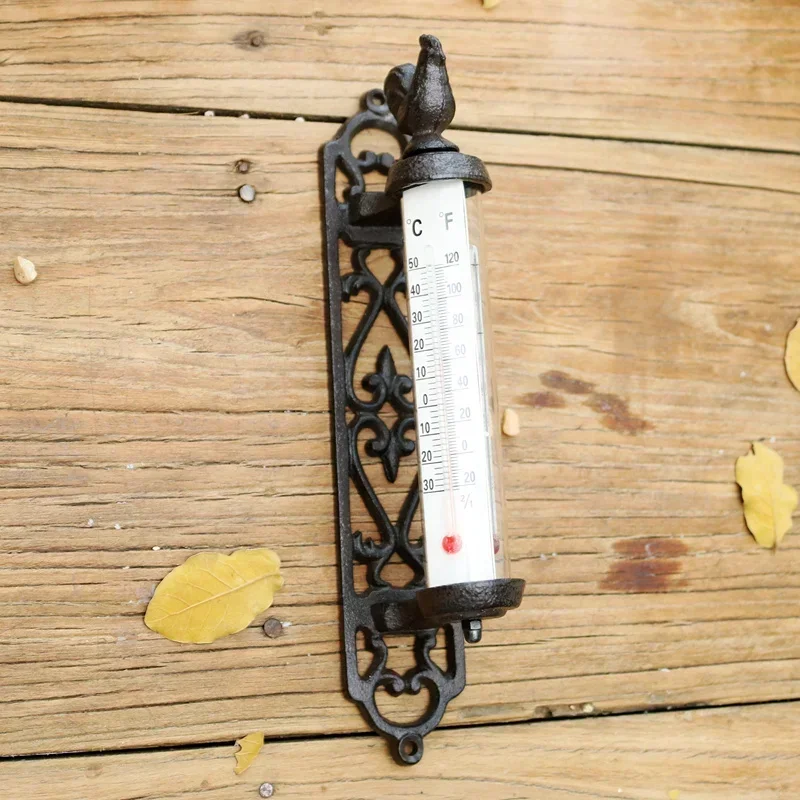 Wall-mounted European Style Thermometer Home Decoration Outdoor Decor Retro Indoor Thermometer Home Creative Garden Decor