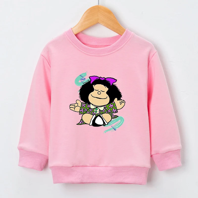 PAZ Mafalda Or QUIERO Cafe Graphic Print Child 2022 New Pullover Harajuku Kids Sweatshirt Clothing Fashion girls StreetWear Tops