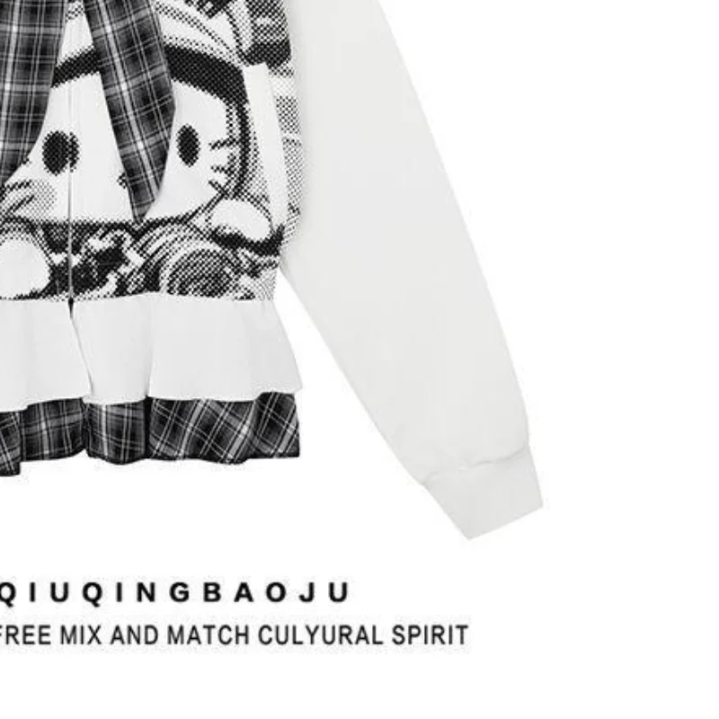 Sanrio Hello Kitty Kawaii Anime mode décontracté imprimé Plaid sweat à capuche Cardigan ample veste ensembles en Promotion pantalon