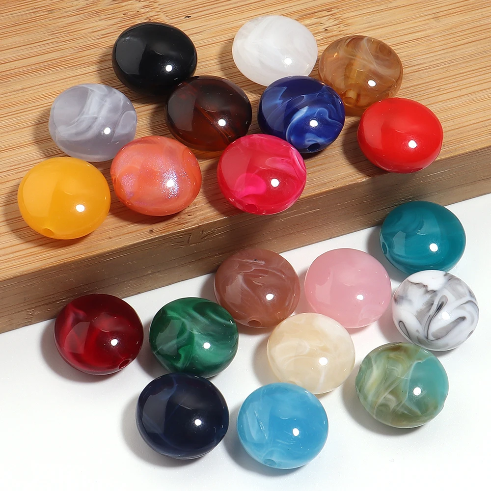 10 Stück/Set Retro-Acrylperlen Zweifarbige Runde Flache Lose Abstandsperlen DIY-Bastelzubehör für Schlüsselanhänger, Armbänder und Schmuckherstellung – Detail 5