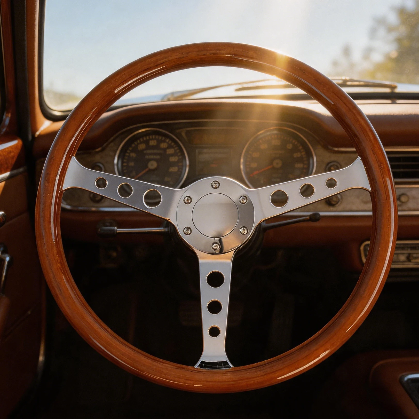 Universal 15 inch Solid Wood Racing Steering Wheel 380mm Wooden Drift Car Steering Wheel Modified Steering Wheel Wholesale