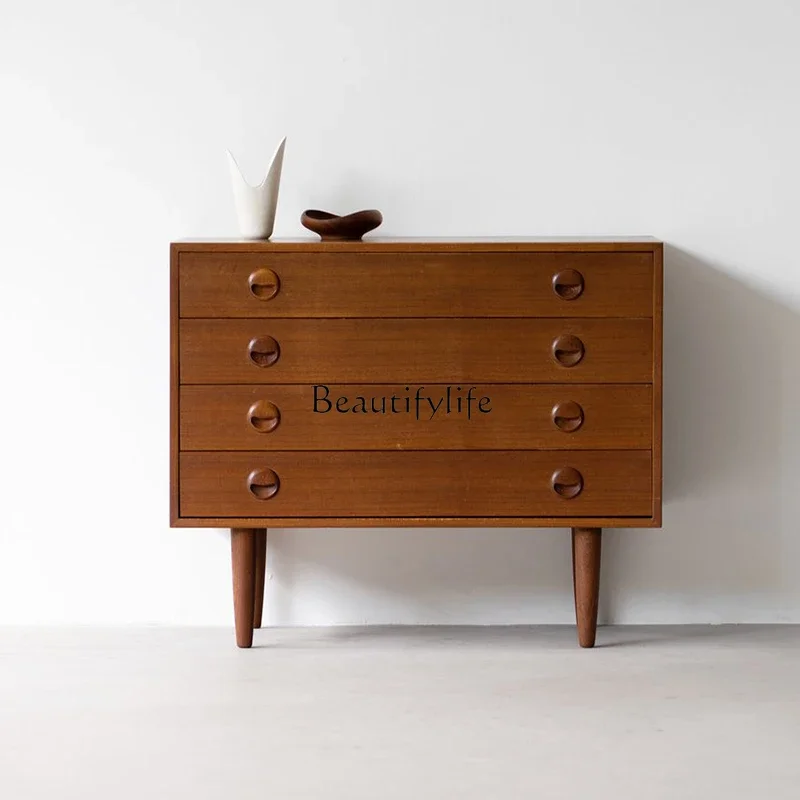 

LJY*Nordic Danish retro solid wood cherry wood four-chest chest drawer storage style customization