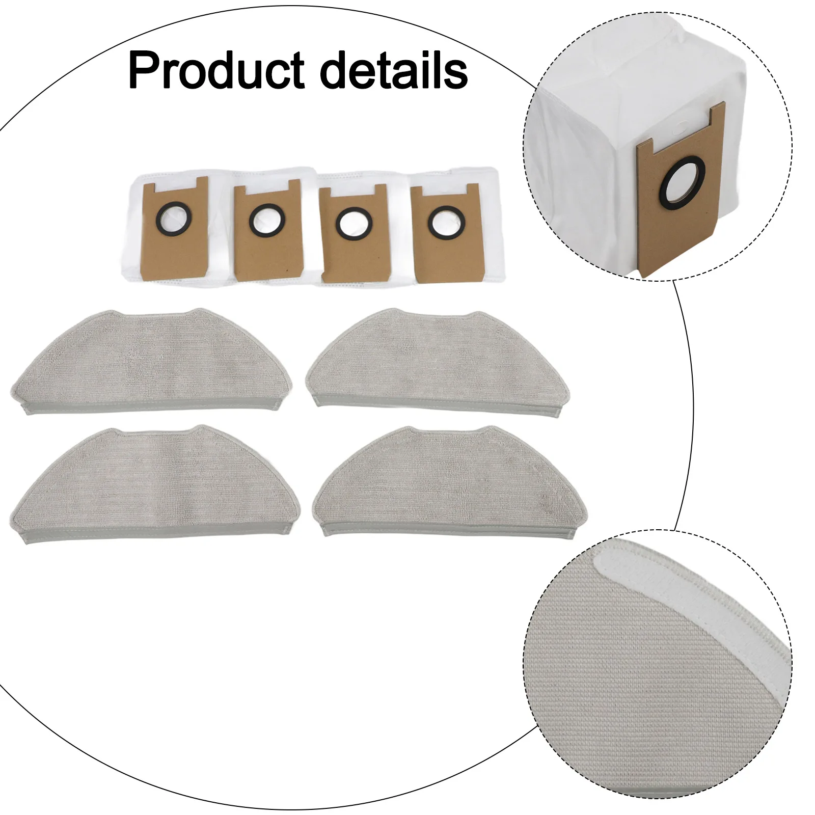Replacement Mop Cloth Dust Bag Kit for Airrobo GT21 Vacuum Cleaner 4 Mop Cloths and 4 Dust Bags for Enhanced Cleaning Results