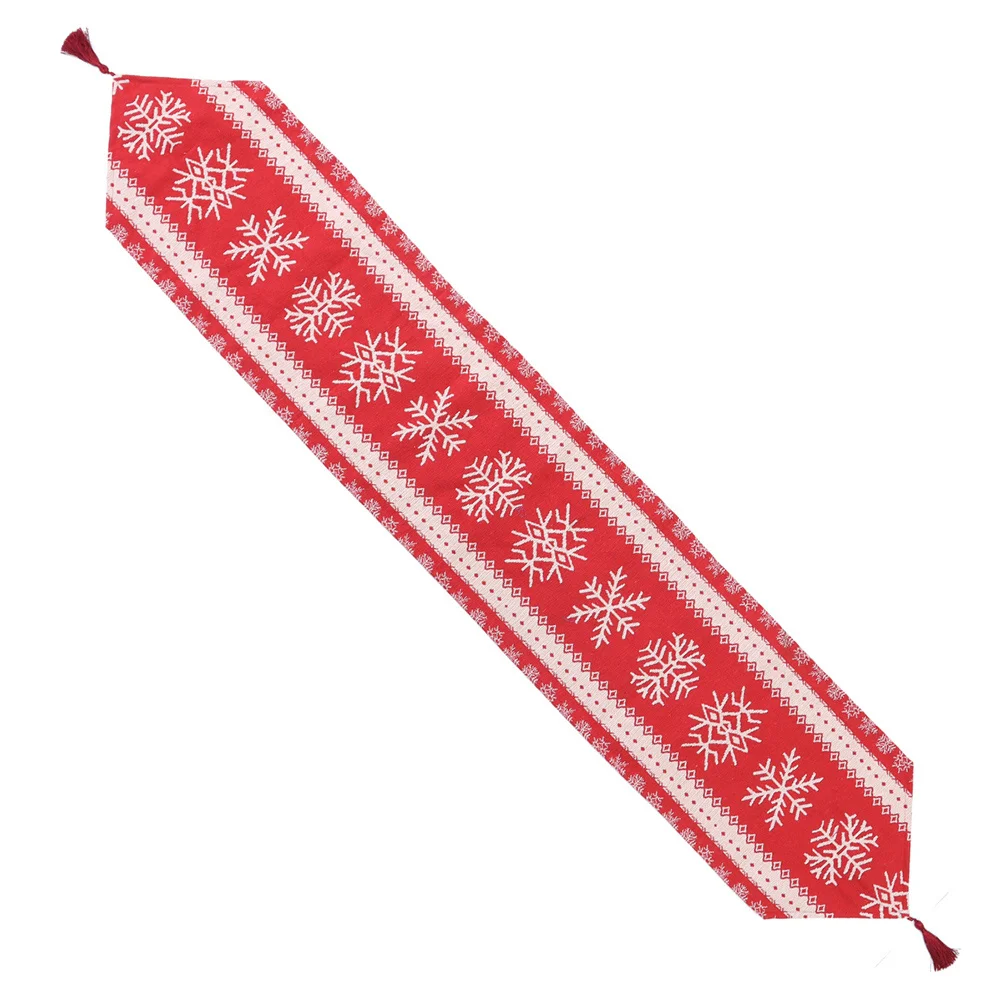 

Snowflake Table Runner Christmas Cotton Table Cover Red Exquisite Decor Protects Surface Noise Reduction Desktop Decoration