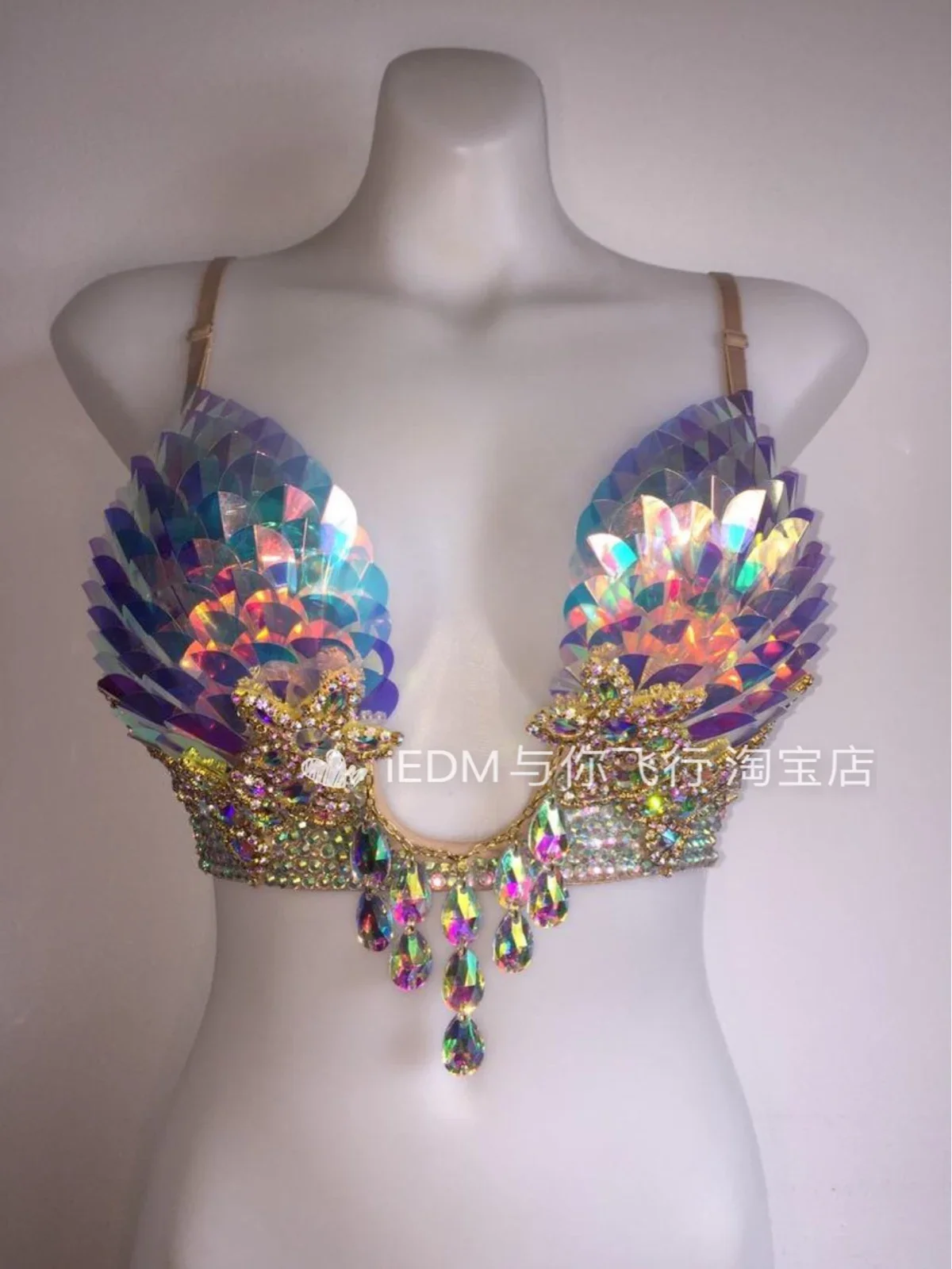 Fish scales luxury top mermaid bra gorgeous electronic music festival bar costume