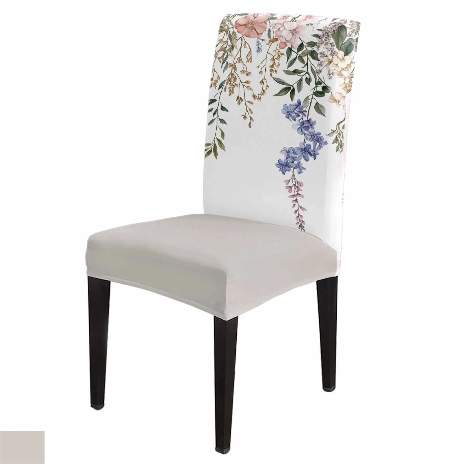 

Vintage Flower Branch Scenery Chair Cover Spandex Elastic Printing Dining Chair Kitchen Seat Case Stretch