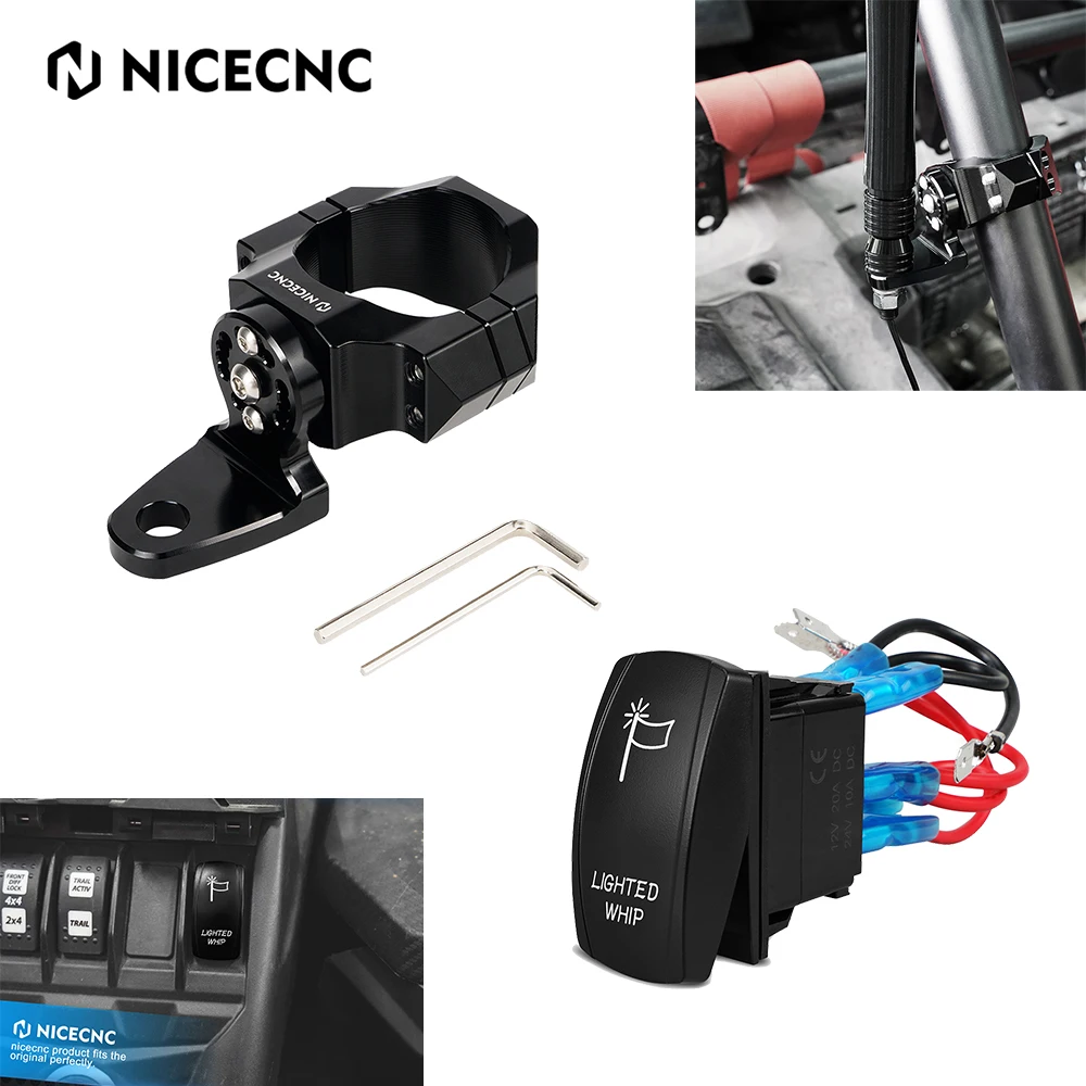 NiceCNC 1.75 "-2" UTV ATV support de montage de drapeau lumineux LED pour Polaris RZR 1000 Can-Am Maverick X3 Yamaha Wolverine pièces universelles
