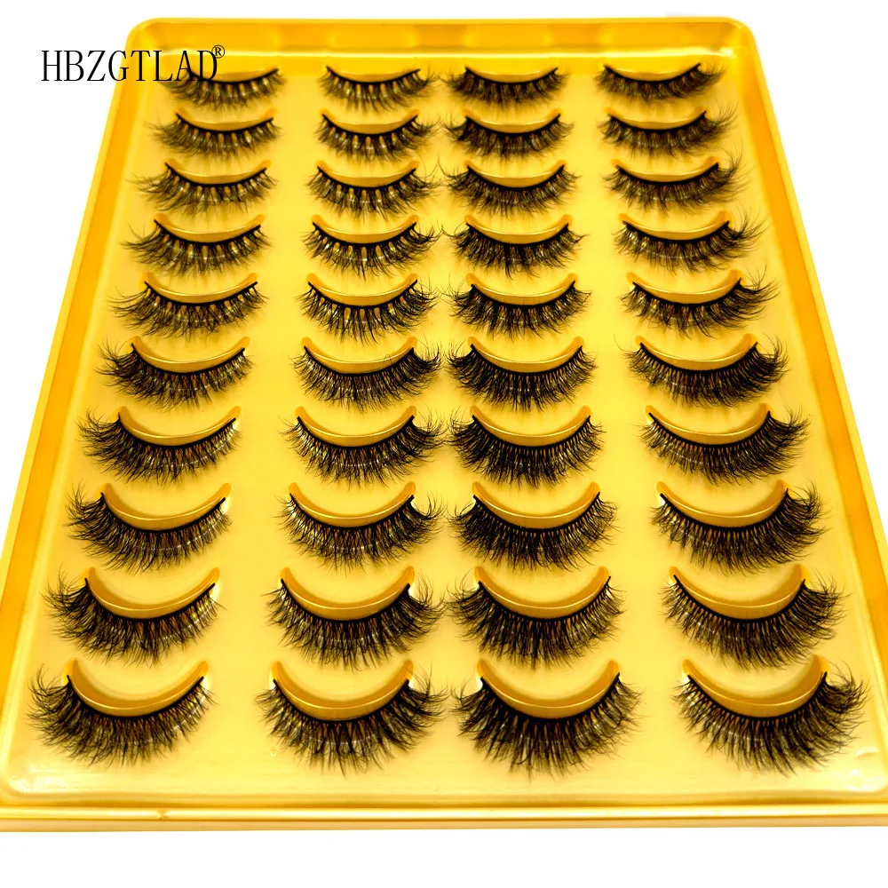 Lashes mix 20Pairs 3D Faux Mink Lashes Fluffy Soft Wispy Volume Natural Long False Eyelashes Eye Lashes Reusable Eyelashs Makeup