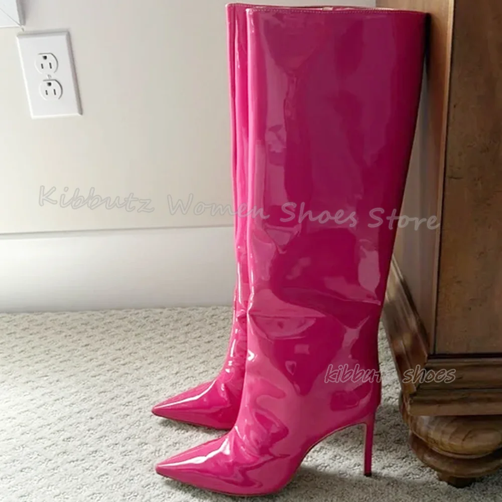 

Riding Knee High Boots Genuine Leather Solid Color Slip-On Elegant Concise Sexy Fashion Women Shoes Newest Pointed Toe Thin Heel