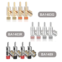 HiFi Gold/Rhodium Plated Audio Banana Plug Connector Speaker Cable Accessory 45 Degree Lock Screw Free Welding