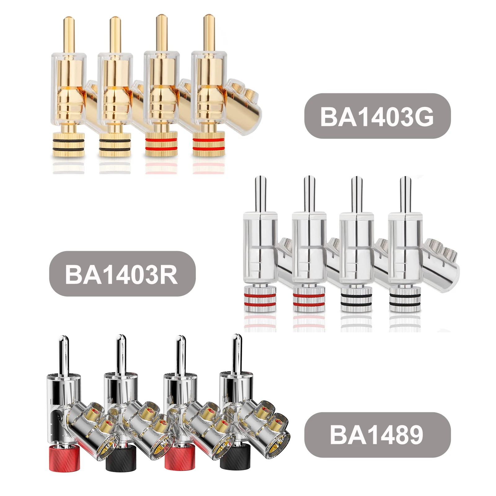 HiFi Gold/Rhodium Plated Audio Banana Plug Connector Speaker Cable Accessory 45 Degree Lock Screw Free Welding
