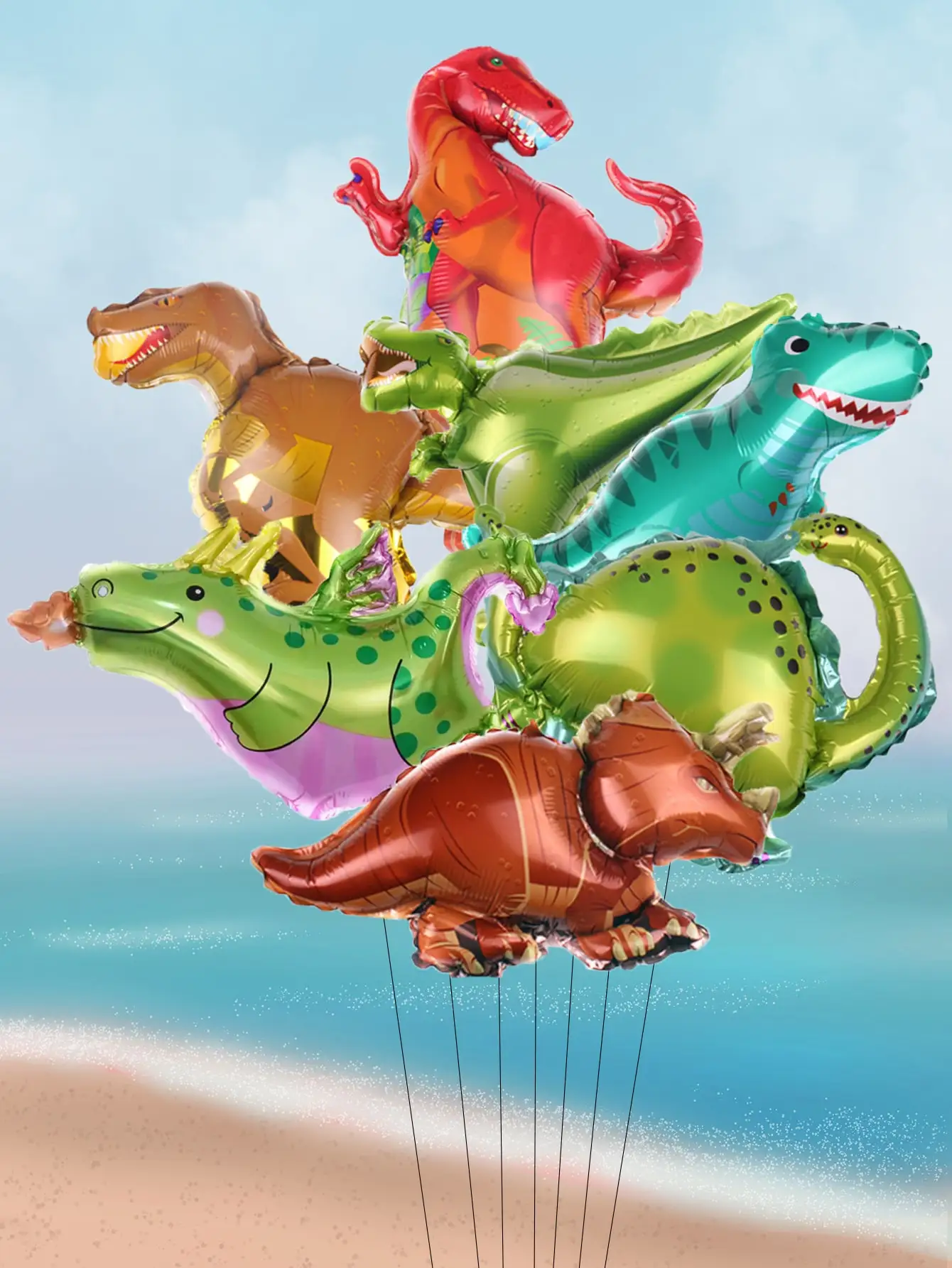 7 sztuk 16-calowe balony foliowe dinozaur Tyrannosaurus Triceratops balon nadmuchiwane zabawki dla dzieci dekoracje na imprezę urodzinową