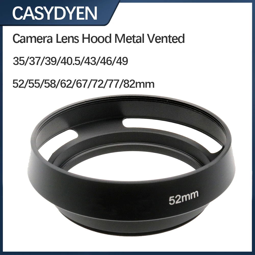 Camera Lens Hood Metal Vented 35/37/39/40.5/43/46/49/52/55/58/62/67/72/77/82mm Screw-in Protector