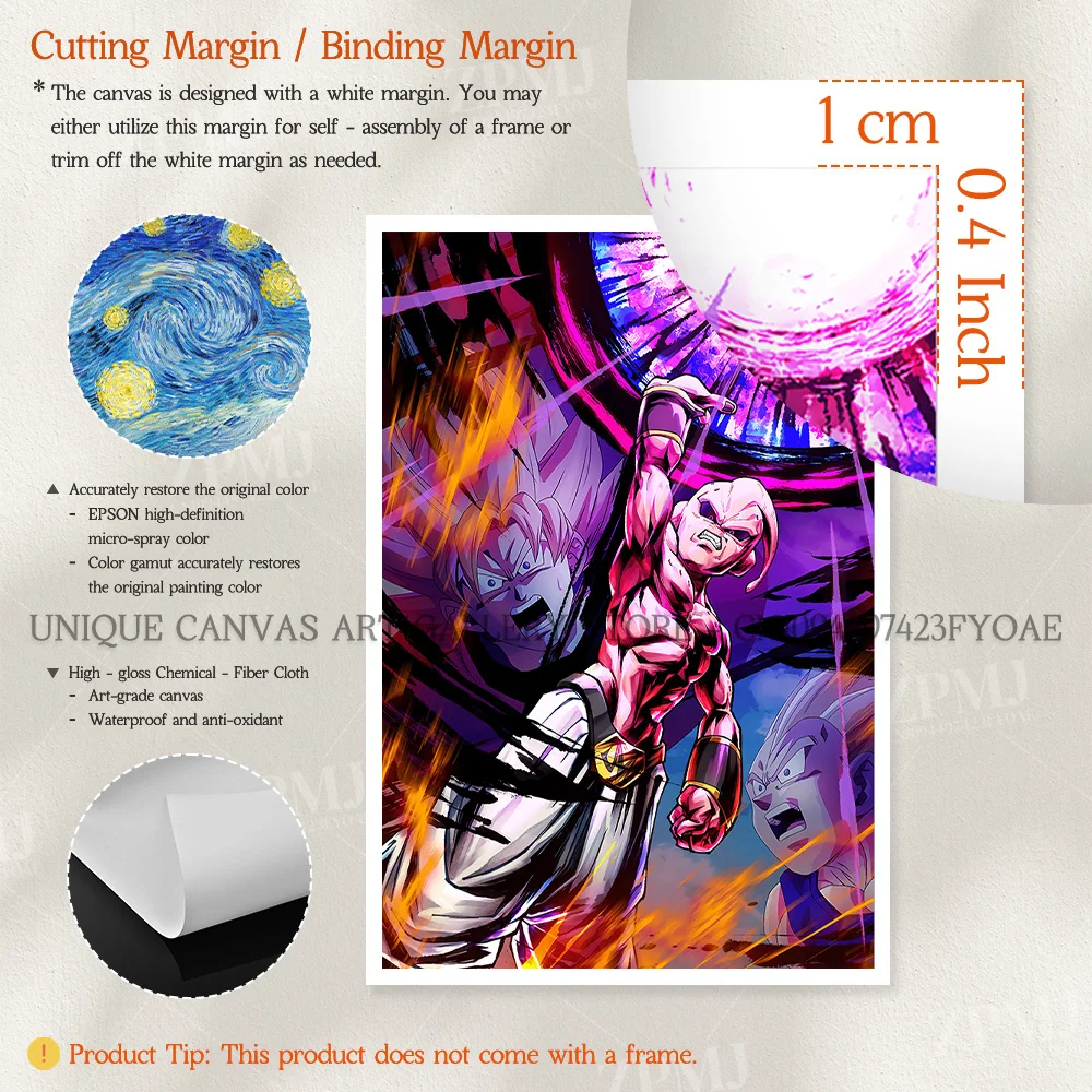 Anime Dragon Ball HD-Drucke, Bilder, Gemälde, Son Goku Super Saiyajin 2, Heimdekoration, Leinwand-Poster, Wandkunst für Zimmer, ohne Rahmen – Detail 4