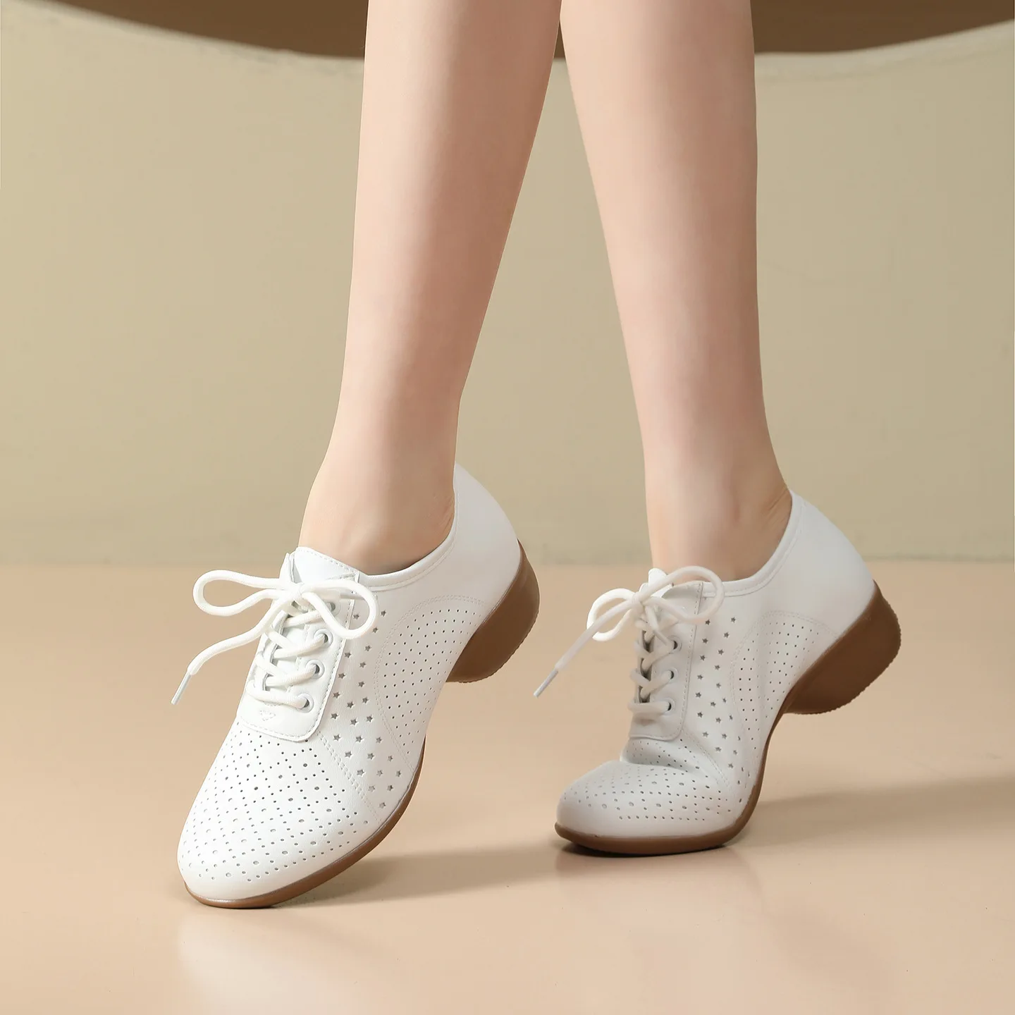 Women Modern Ballroom Dance Shoes Leather Training Dance Sneakers Ladies Woman Tango Latin Dance Shoes Sneakers 3.5CM