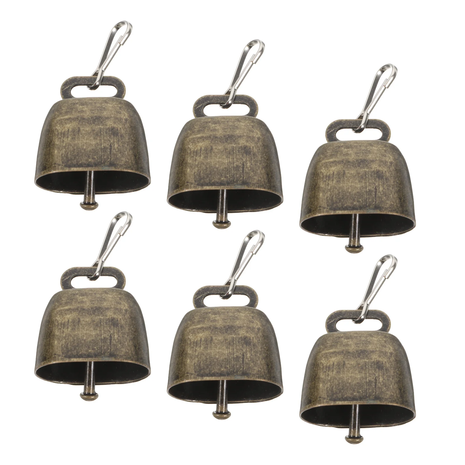 

6Pcs Iron Cowbells Small Rustic Bells for Cattle Horse Sheep Goat Loud Copper Collar Bell for Farm Use DIY Jewelry Pet Collar